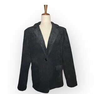 Sandro Black Plush Fleece Blazer | Soft Tailored Jacket | Size M
